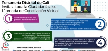 Personería Distrital de Cali, invita la ciudadanía a la I Jornada de Conciliación Virtual